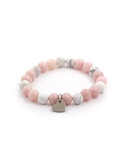 Agato Bracciale con perline di giada e howlite MINK05/17 donna