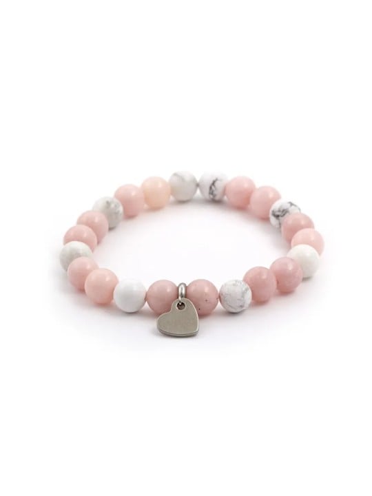 Agato Bracciale con perline di giada e howlite MINK05/17 donna