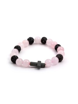 Agato Bracciale di perline di rosmarino, pietra lavaca ed ematite MINK06/17 donna