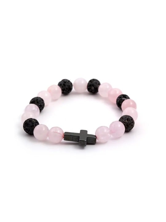 Agato Bracciale di perline di rosmarino, pietra lavaca ed ematite MINK06/17 donna