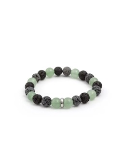 Agato Bracciale con perline in pietra lavaca e avventurina MINK99 - Lunghezza: 19 cm donna