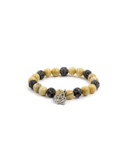 Agato Bracciale di perline in pietra lavaca e howlite MINK107/17 donna