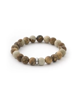 Agato Bracciale con perline di diaspro MINK108 - Lunghezza: 19 cm donna
