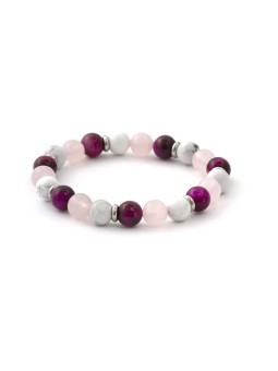Agato Bracciale di perline in occhio di tigre, palissandro e howlite MINK19/18 donna