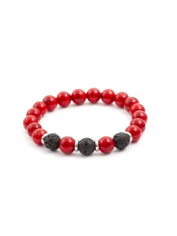 Agato Bracciale di perline in pietra lavaca e howlite MINK22/17 donna