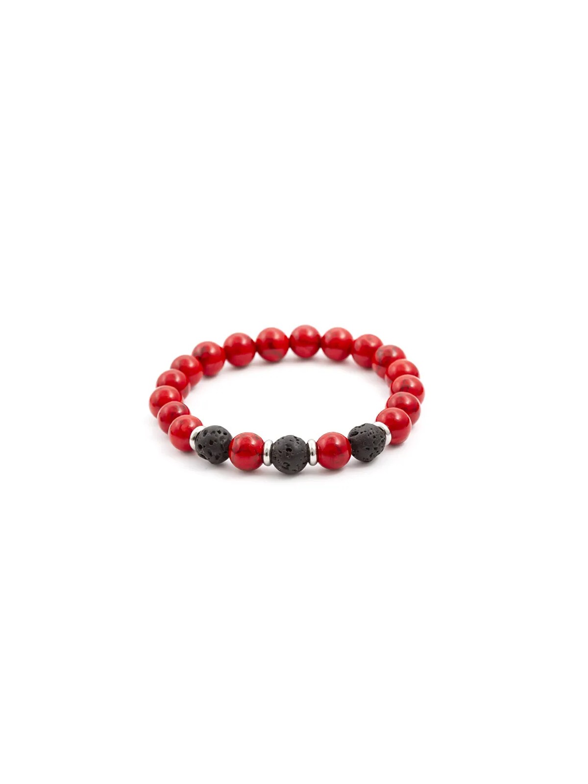 Agato Bracciale di perline in pietra lavaca e howlite MINK22/17 donna
