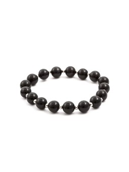 Agato Bracciale di perline in onice nero MINK24 - Lunghezza: 19 cm donna