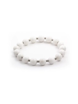 Agato Bracciale con perline di giada bianca MINK31/17 donna