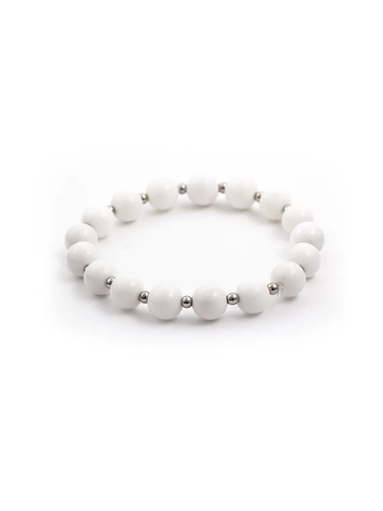 Agato Bracciale con perline di giada bianca MINK31/17 donna