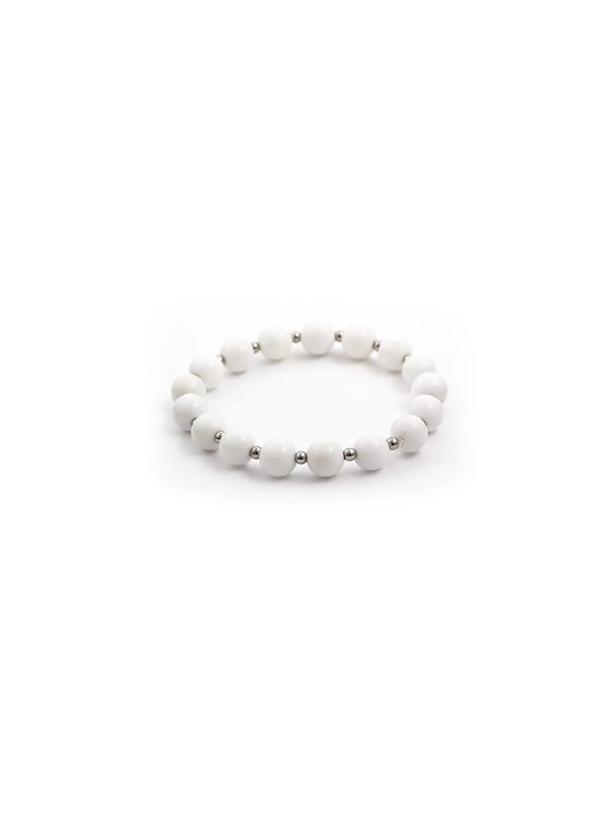 Agato Bracciale con perline di giada bianca MINK31/17 donna