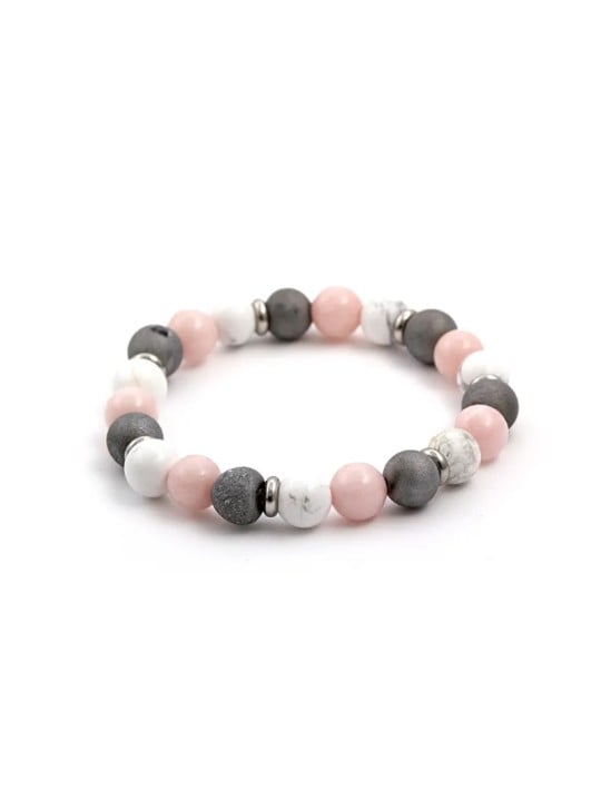 Agato Bracciale di perline di giada, agata e howlite MINK34/17 donna