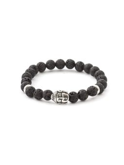 Agato Bracciale con perline in pietra lavaca MINK120 - Lunghezza: 19 cm donna