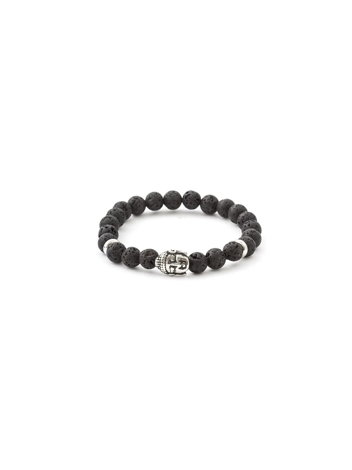 Agato Bracciale con perline in pietra lavaca MINK120 - Lunghezza: 19 cm donna