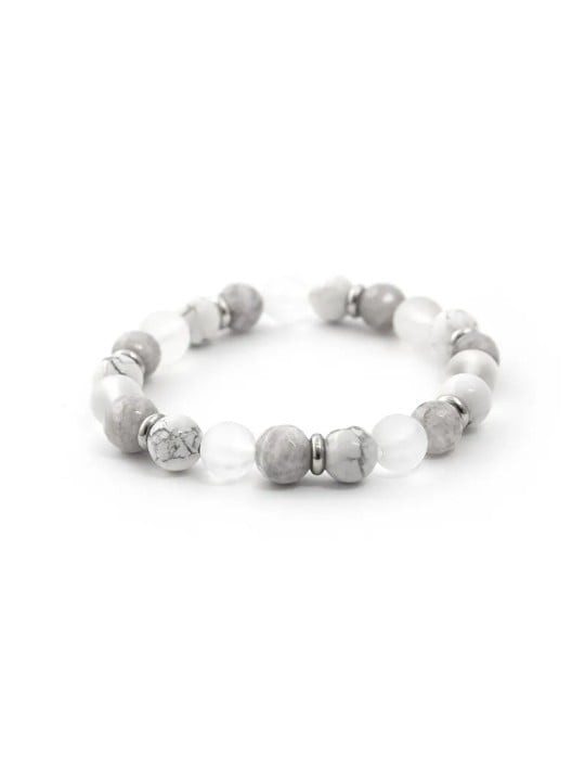 Agato Bracciale di perline in howlite, giada e cristallo MINK124/18 donna