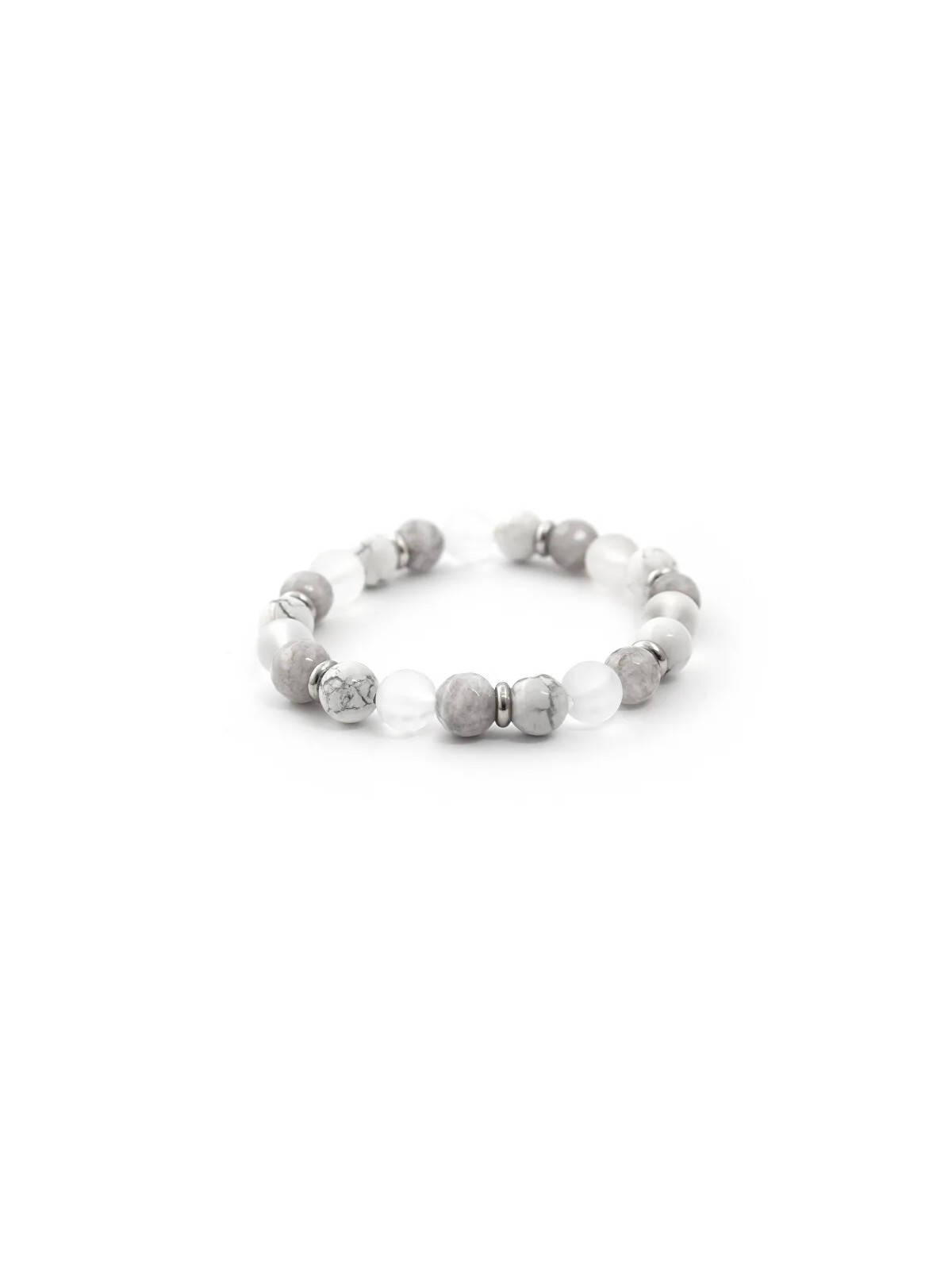 Agato Bracciale di perline in howlite, giada e cristallo MINK124/18 donna