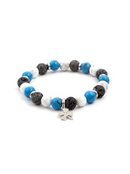 Agato Bracciale di perline in pietra lavaca e howlite MINK48/17 donna