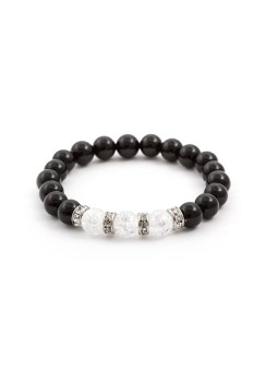 Agato Bracciale di perline in onice e cristallo MINK51/17 donna