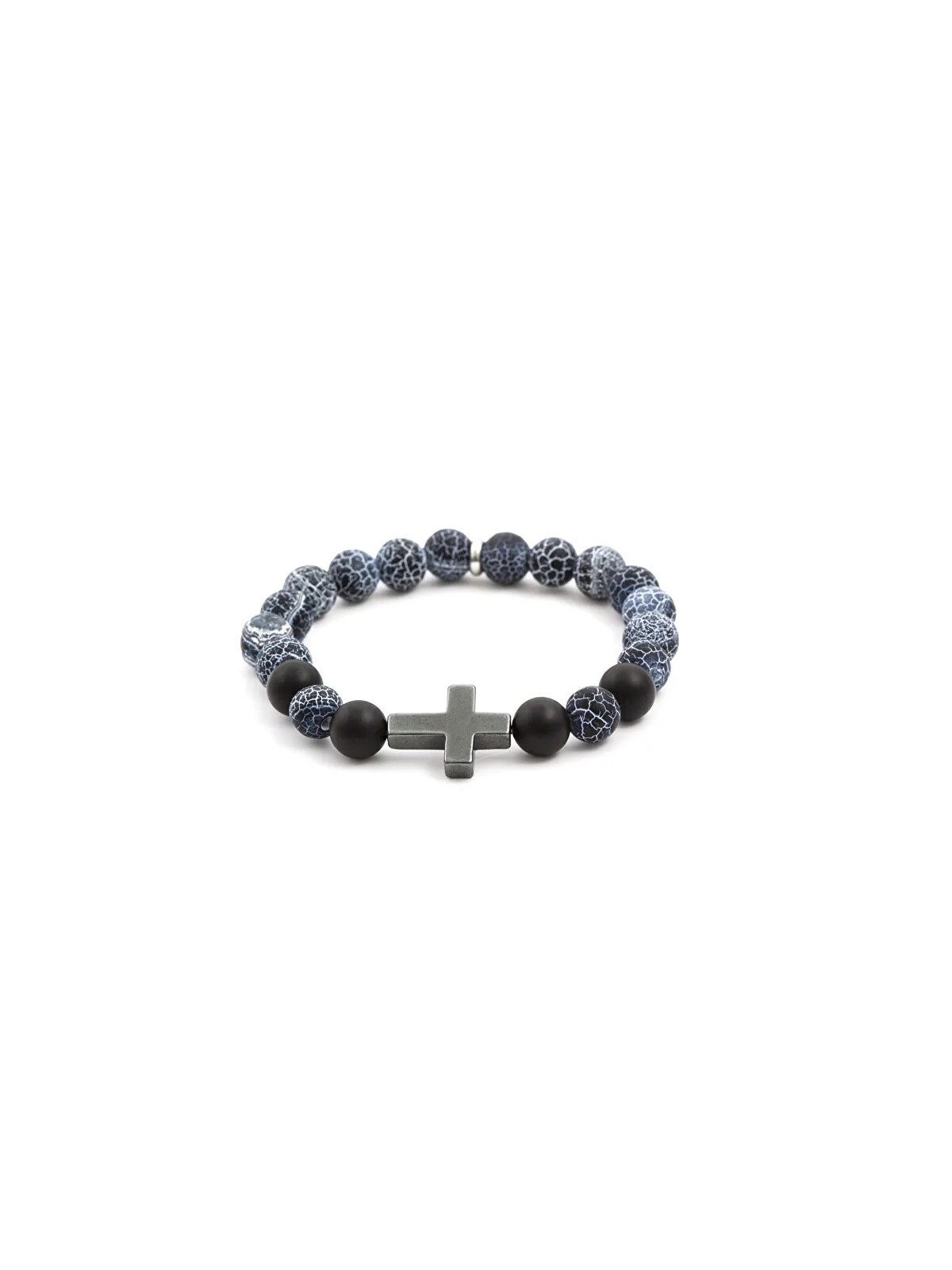 Agato Bracciale con perline di agata ed ematite MINK53 - Lunghezza: 19 cm donna