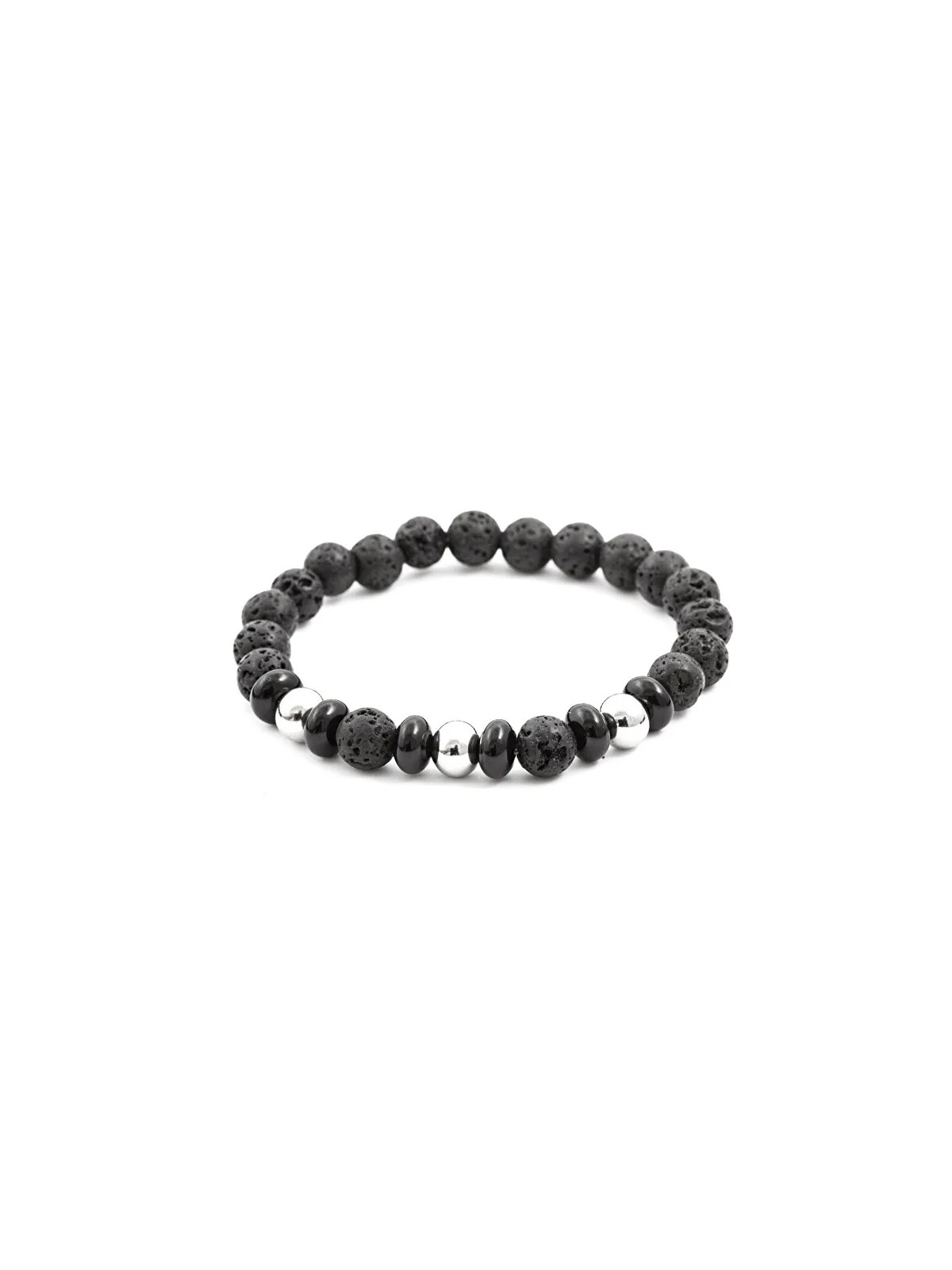 Agato Bracciale di perline in pietra lavaca e howlite MINK57 - Lunghezza: 17 cm donna