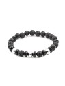 Agato Bracciale di perline in pietra lavaca e howlite MINK57 - Lunghezza: 17 cm donna