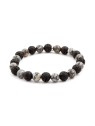 Agato Bracciale di perline in pietra lavaca e diaspro MINK59 - Lunghezza: 17 cm donna