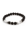 Agato Bracciale di perline in pietra lavaca e howlite MINK62 - Lunghezza: 17 cm donna