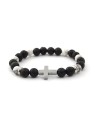 Agato Bracciale di perline in pietra lavaca, howlite ed ematite MINK64 - Lunghezza: 19 cm donna