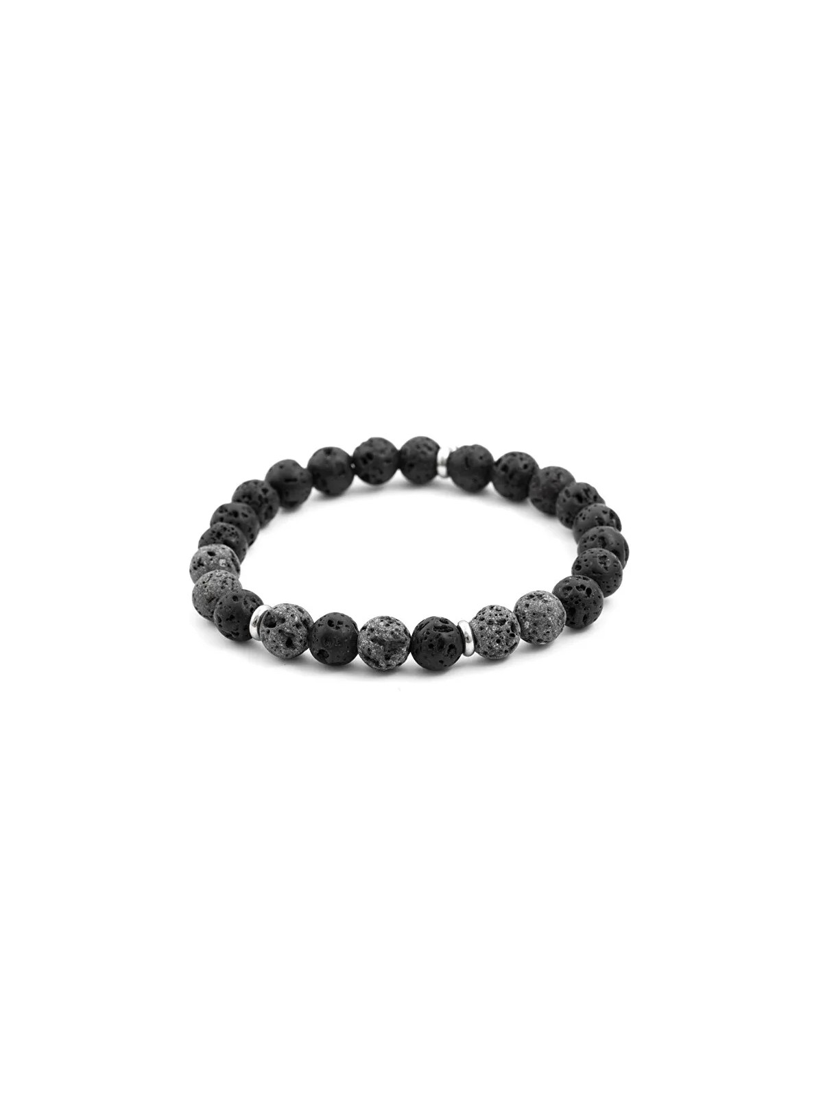 Agato Bracciale con perline in pietra lavaca MINK77/17 - Lunghezza: 17 cm donna