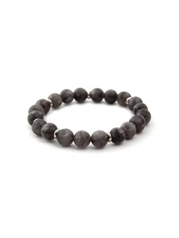Agato Bracciale con perline di giada grigia MINK87 - Lunghezza: 19 cm donna