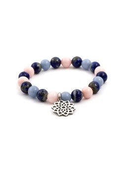 Agato Bracciale di perline di giada, lapislazzuli e angelite MINK70/17 donna