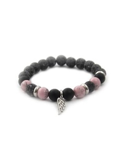 Agato Bracciale di perline in pietra lavaca, howlite e agata MINK98/17 donna
