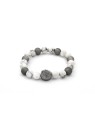 Agato Bracciale di perline in agata e howlite MINK123 - Lunghezza: 19 cm donna
