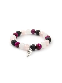 Agato Bracciale di perline in giadeite, occhio di tigre e pietra lavaca MINK21/17 donna
