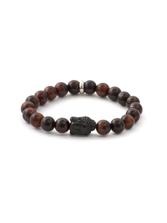 Agato Bracciale con perline di occhio di tigre MINK114 - Lunghezza: 17 cm donna