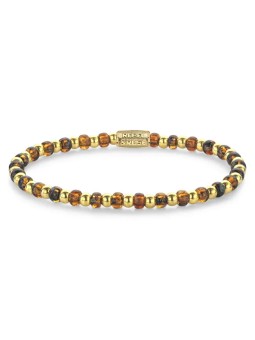 Rebel&Rose Bracciale con perline in oro Tiger di Mix Glass Rocks RR-40146-G - Lunghezza: 16.5 cm donna