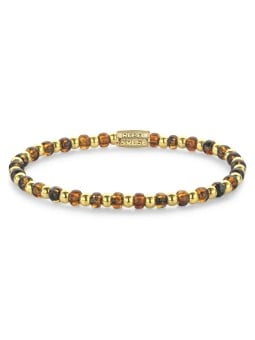 Rebel&Rose Bracciale con perline in oro Tiger di Mix Glass Rocks RR-40146-G - Lunghezza: 17.5 cm donna