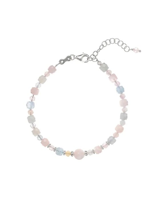 Alisia Bracciale con perline di morganite giocoso AL3769-Argento donna
