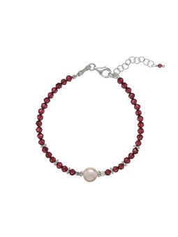 Alisia Bracciale con perline di granato di perle vere AL4108-Argento-Granato donna