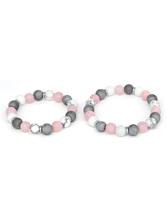 Agato Bracciale minerale per mamma e figlia MINK34/SET (giadeite, howlite, agate) donna