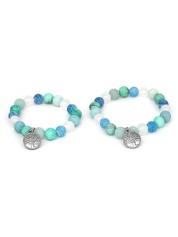 Agato Bracciale minerale per mamma e figlia MINK46/SET (giadeite, howlite, agata, amazonite) donna