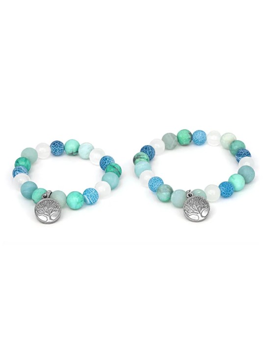 Agato Bracciale minerale per mamma e figlia MINK46/SET (giadeite, howlite, agata, amazonite) donna