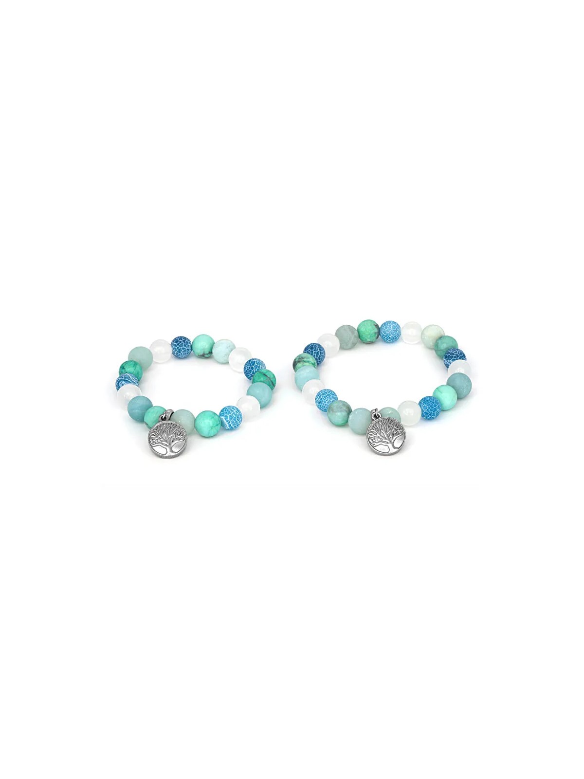 Agato Bracciale minerale per mamma e figlia MINK46/SET (giadeite, howlite, agata, amazonite) donna