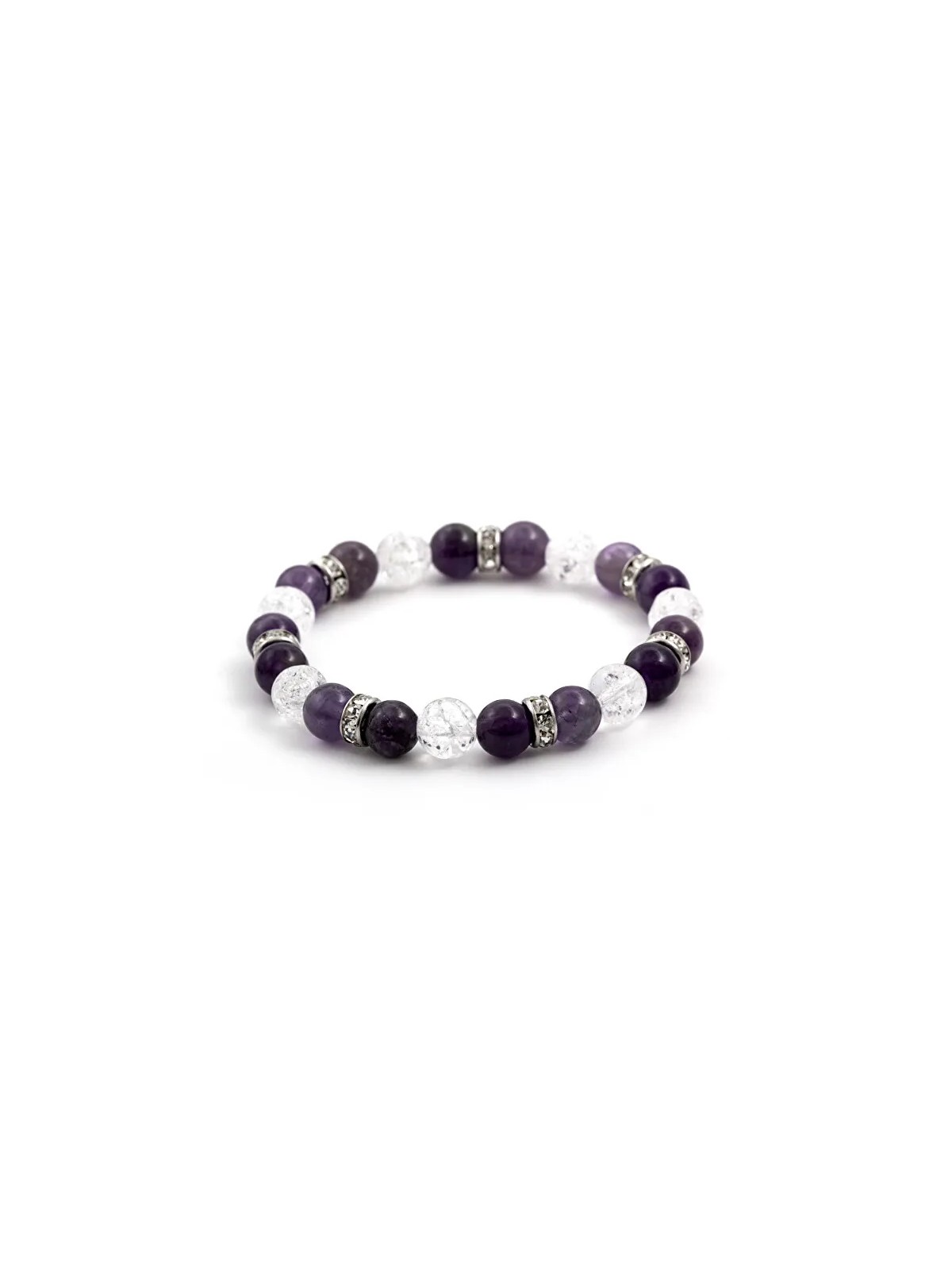 Agato Bracciale con perline di ametista e cristallo MINK69 - Lunghezza: 18 cm donna