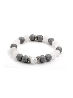 Agato Bracciale con perline di giadeite e drusa di agata MINK75/17 donna