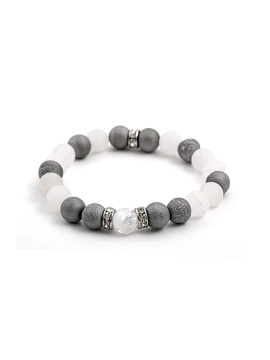 Agato Bracciale con perline di giadeite e drusa di agata MINK75/17 donna