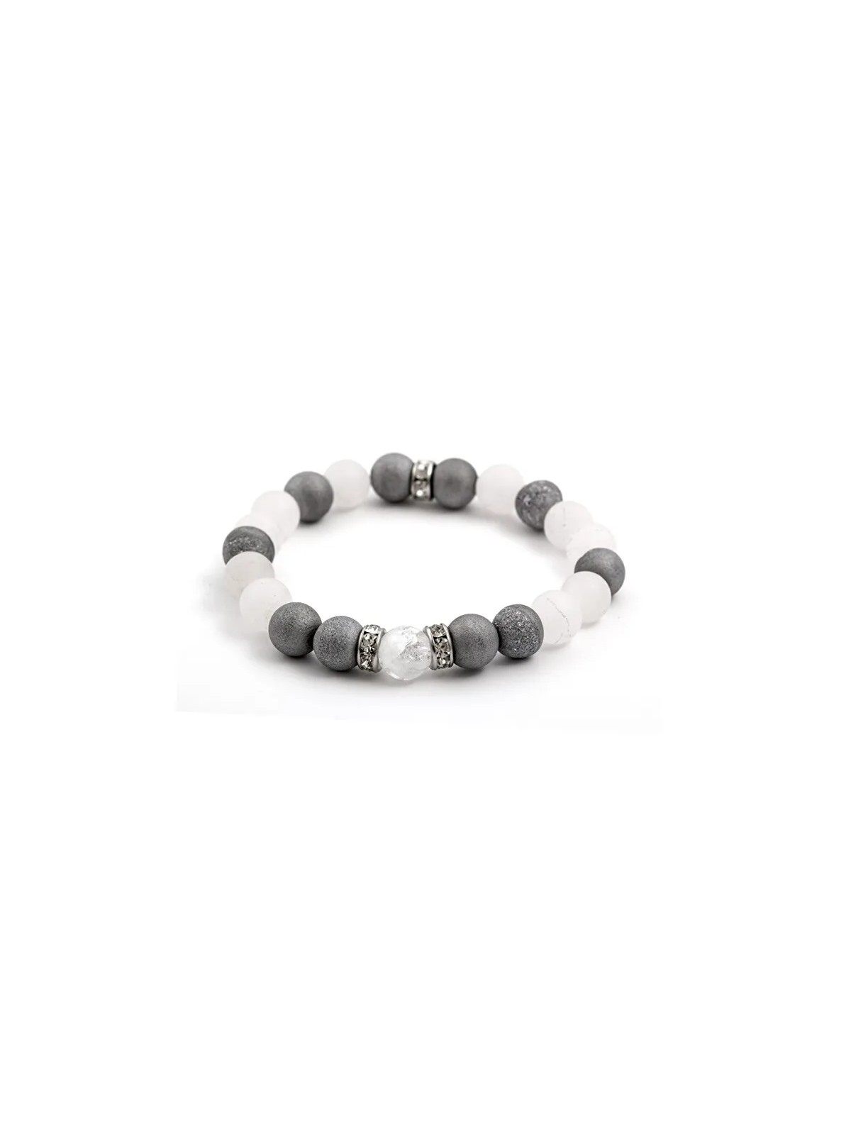 Agato Bracciale con perline di giadeite e drusa di agata MINK75/17 donna