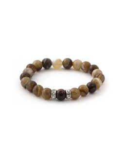 Agato Bracciale con perline in agata del Botswana e occhio di tigre MINK111/17 donna