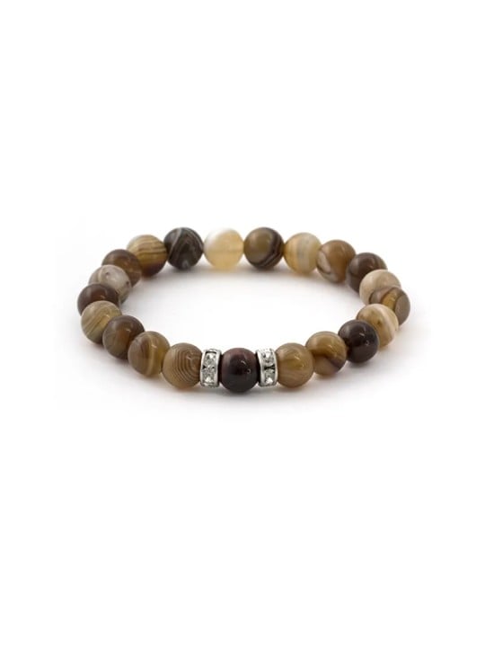 Agato Bracciale con perline in agata del Botswana e occhio di tigre MINK111/17 donna