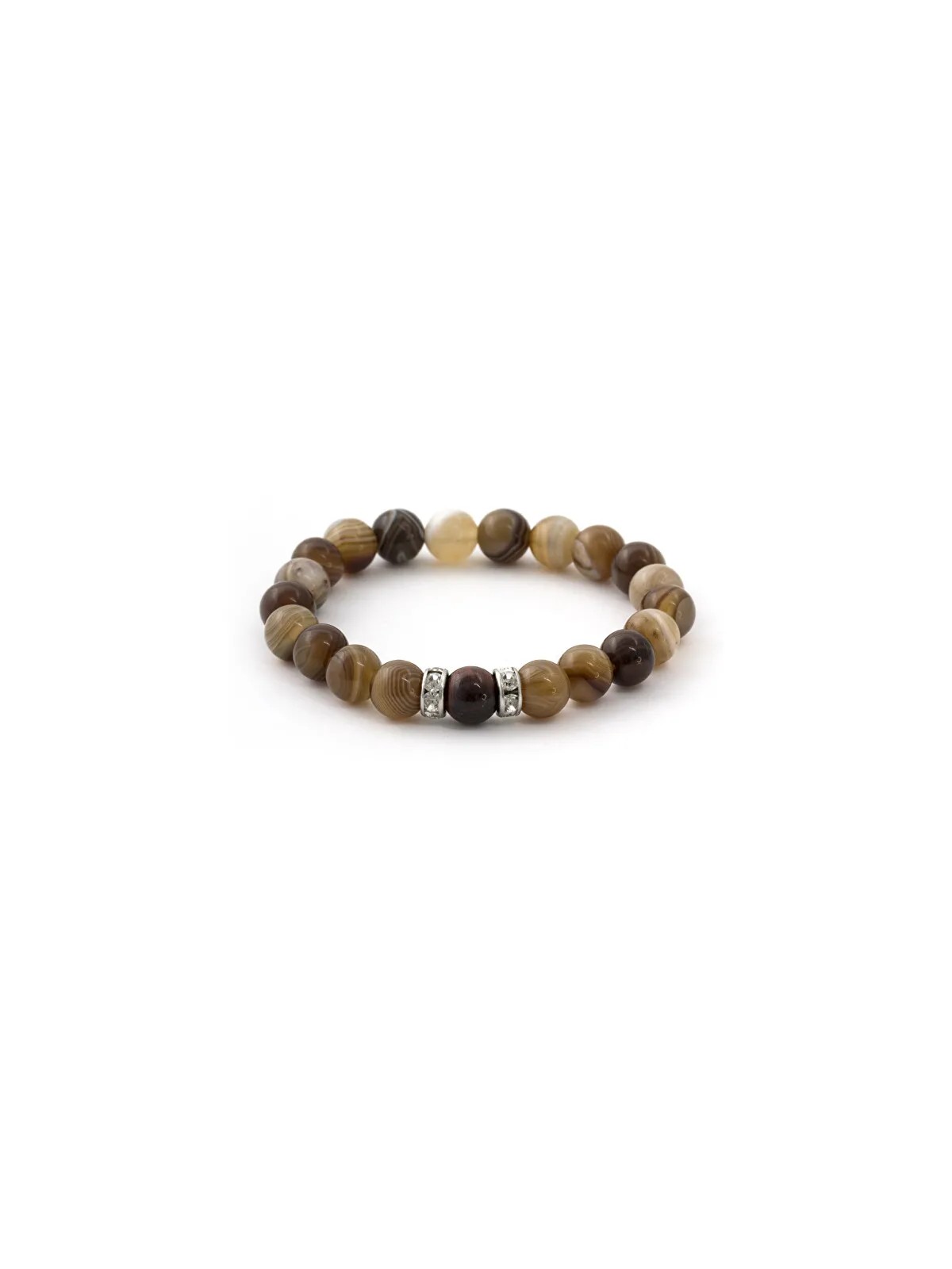 Agato Bracciale con perline in agata del Botswana e occhio di tigre MINK111/17 donna