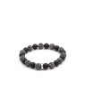 Agato Bracciale di perline in pietra lavaca e agata MINK101 - Lunghezza: 19 cm unisex